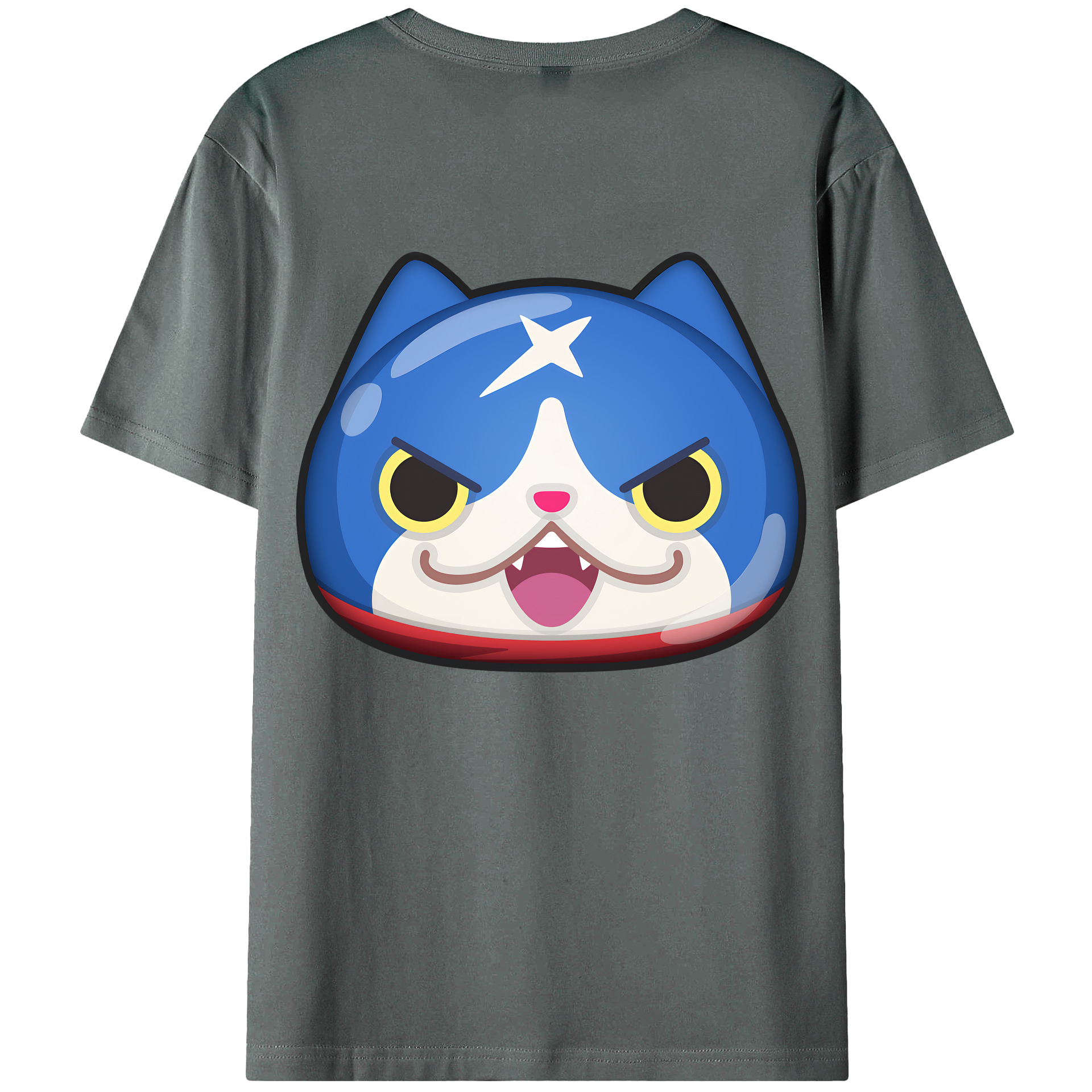 （画像用） 妖怪ウォッチ Yo-kai Watch 綿100％ メンズ半袖Tシャツ（バックプリント） 通気性